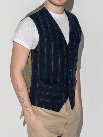 BLUE STRIPED BOILED WOOL VEST