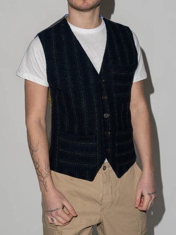 BLUE STRIPED BOILED WOOL VEST